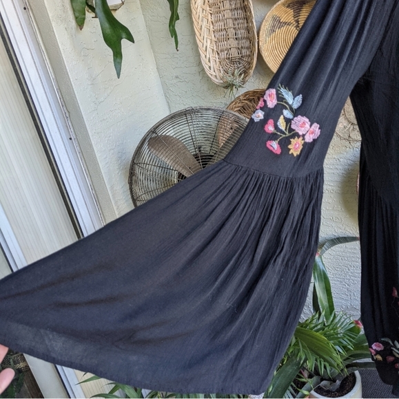 Free People XS Te Amo Mini Dress Embroidered Black - Picture 9 of 16